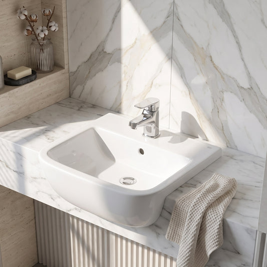 Fairford Aura 420mm, 1TH Semi Recessed Basin