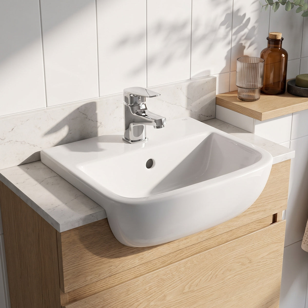 Fairford Aura 420mm, 1TH Semi Recessed Basin