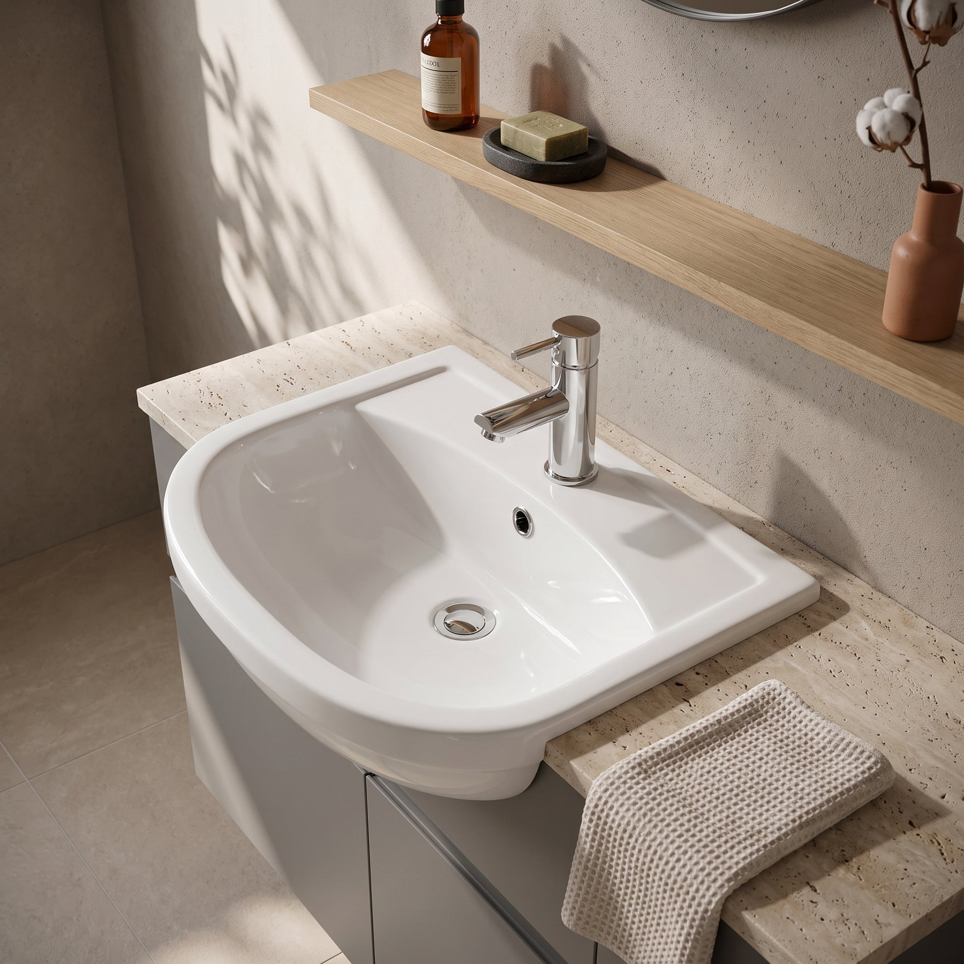 Fairford Gravo 500mm 1TH Semi Recessed Basin