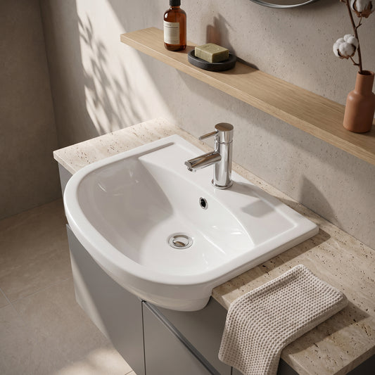 Fairford Gravo 500mm 1TH Semi Recessed Basin