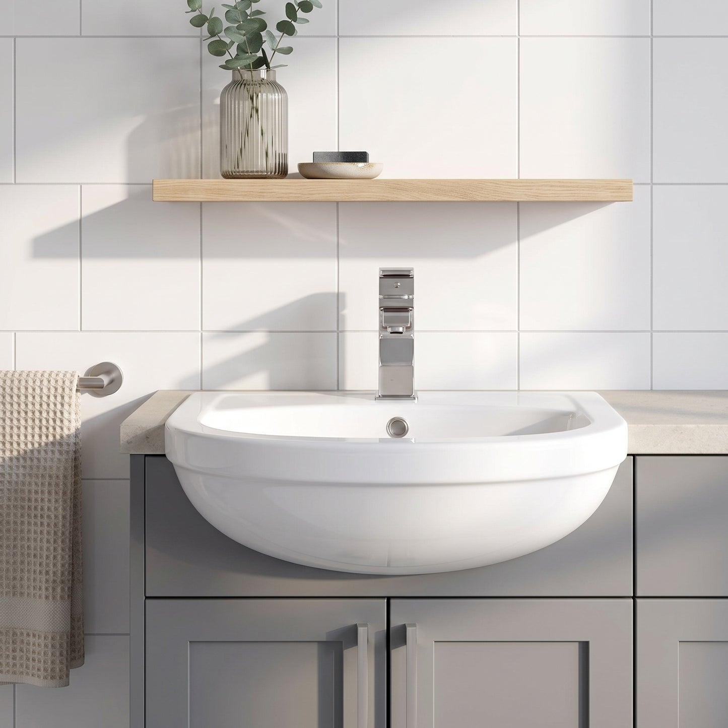 Fairford Gravo 500mm 1TH Semi Recessed Basin