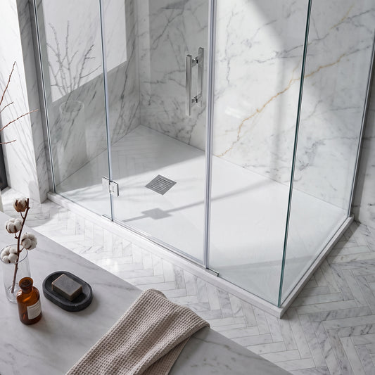 Fairford Rectangular White Slate Shower Tray, Center Waste - 1700mm x 800mm