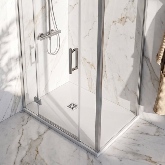 Fairford Rectangular White Slate Shower Tray, Center Waste-1200mm x 900mm