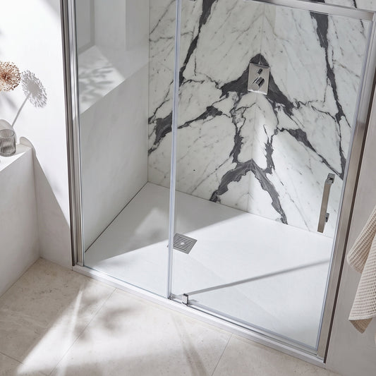 Fairford Rectangular White Slate Shower Tray, Center Waste-1400mm x 900mm