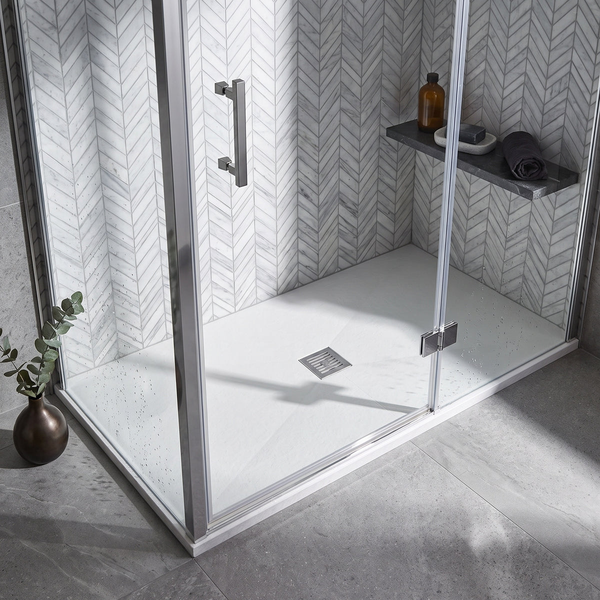 Fairford Rectangular White Slate Shower Tray, Center Waste-1700mm x 800mm
