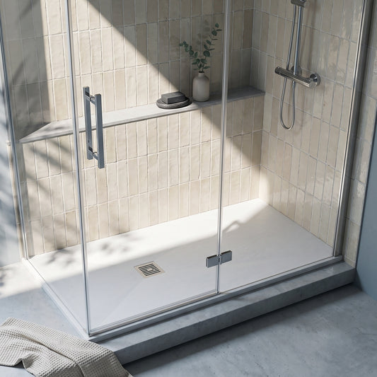 Fairford Rectangular White Slate Shower Tray, Center Waste-1400mm x 800mm