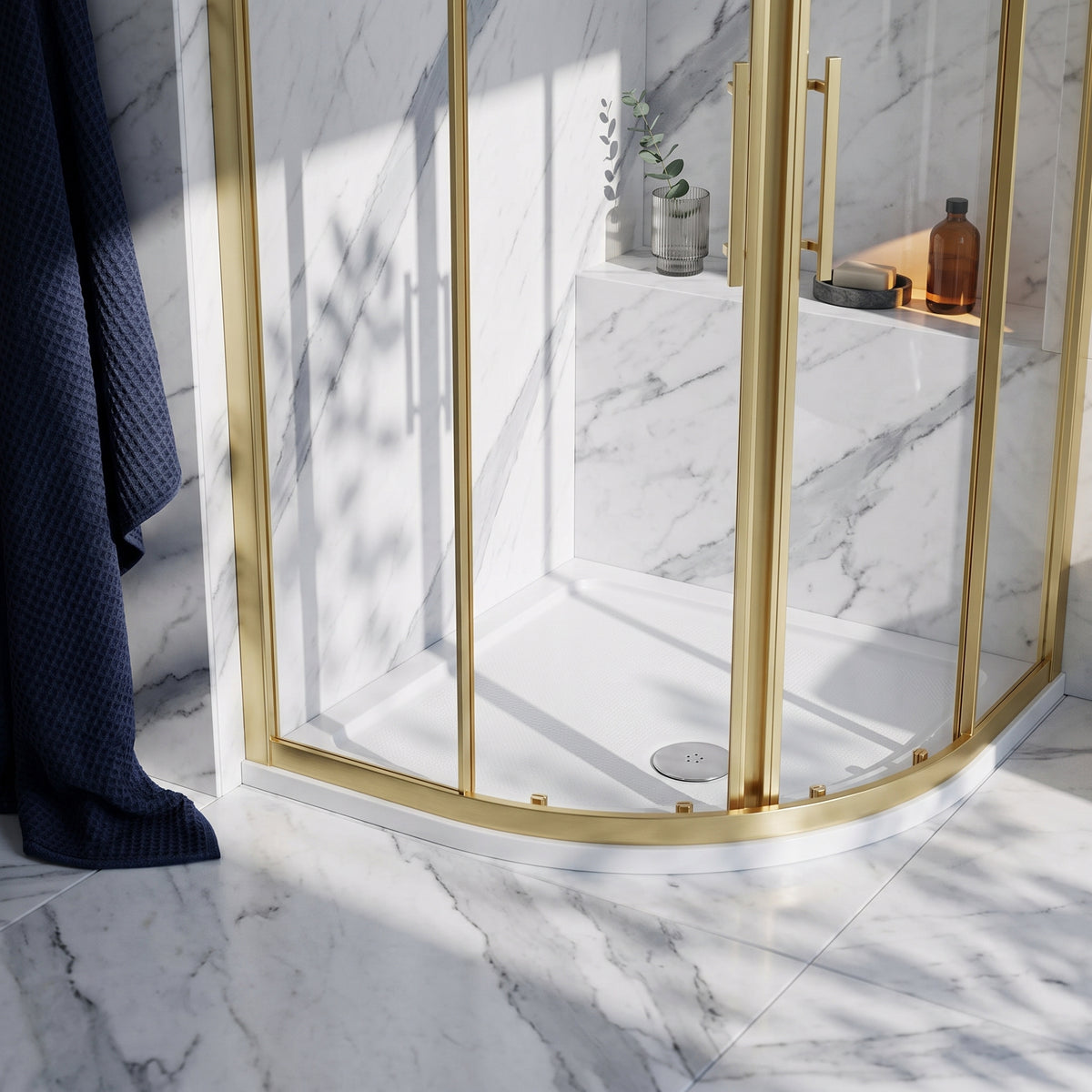 Fairford 800 x 800mm Antislip Square Quadrant Shower Tray