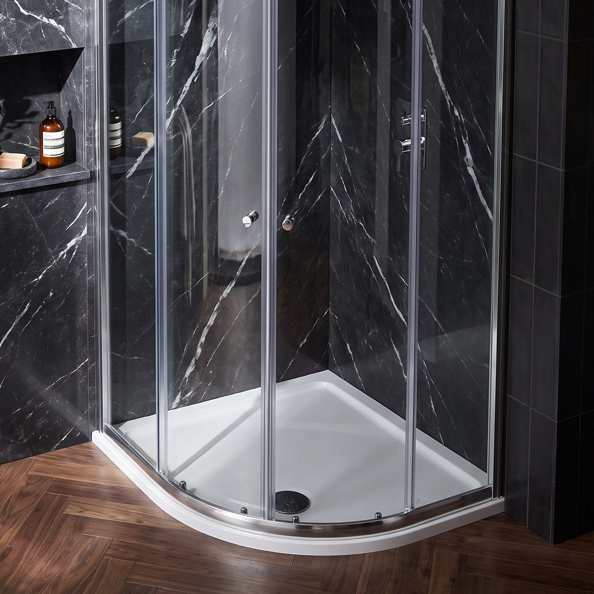 Fairford 900 x 760mm Antislip LH Offset Quadrant Shower Tray