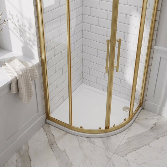 Fairford 800 x 800mm Quadrant Shower Tray, Corner Waste