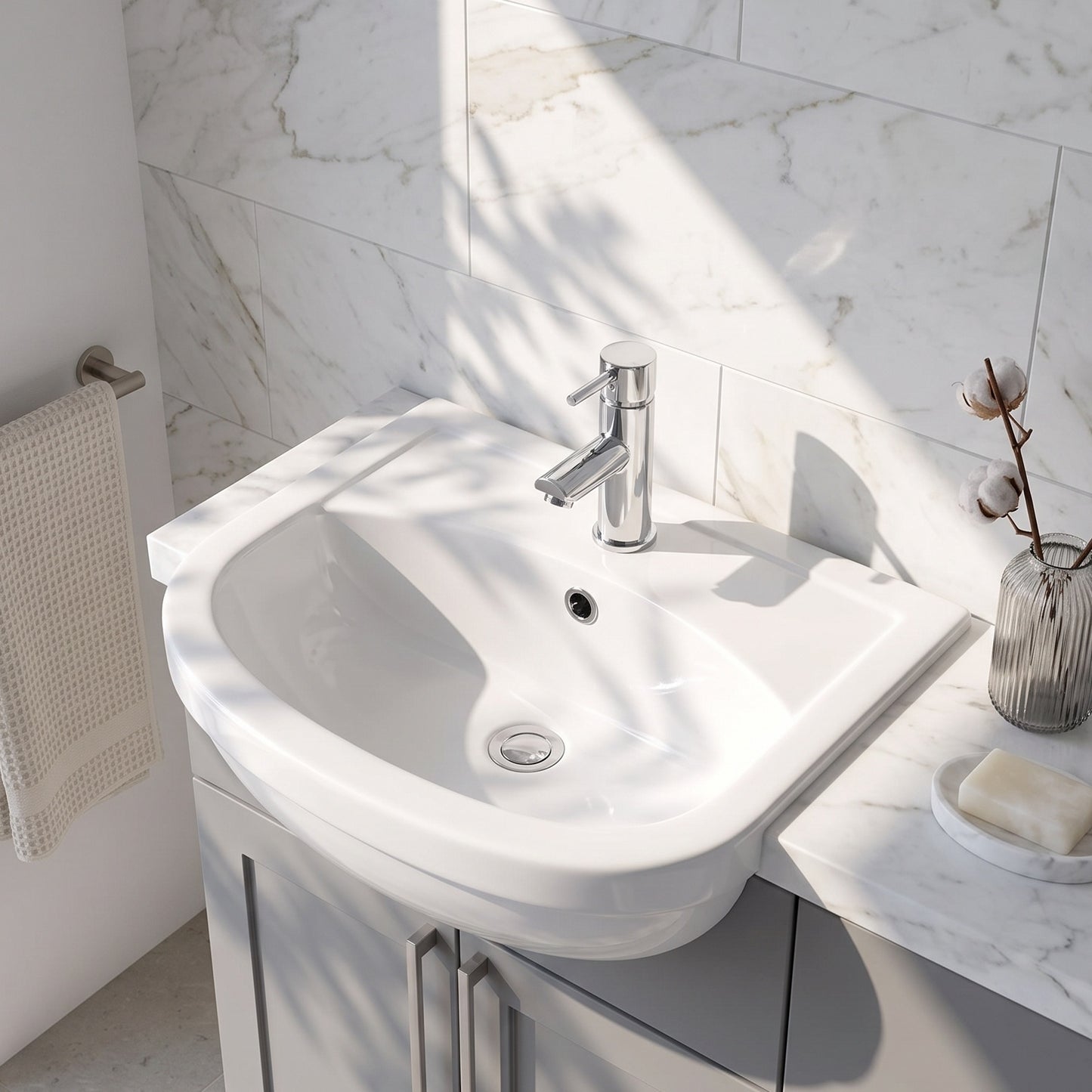 Fairford Gravo 500mm 1TH Semi Recessed Basin