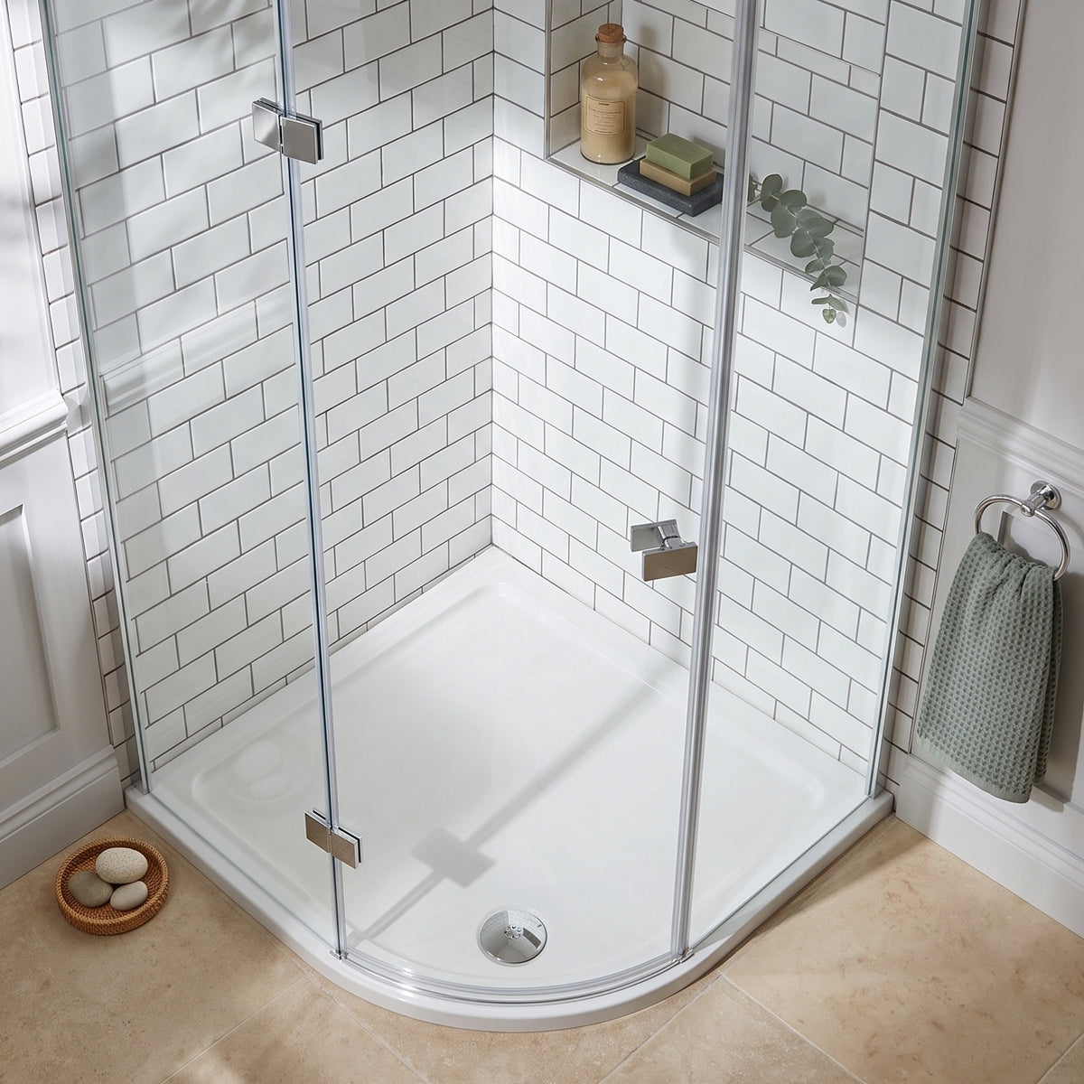 Fairford 900 x 760mm Offset Quadrant, RH Shower Tray
