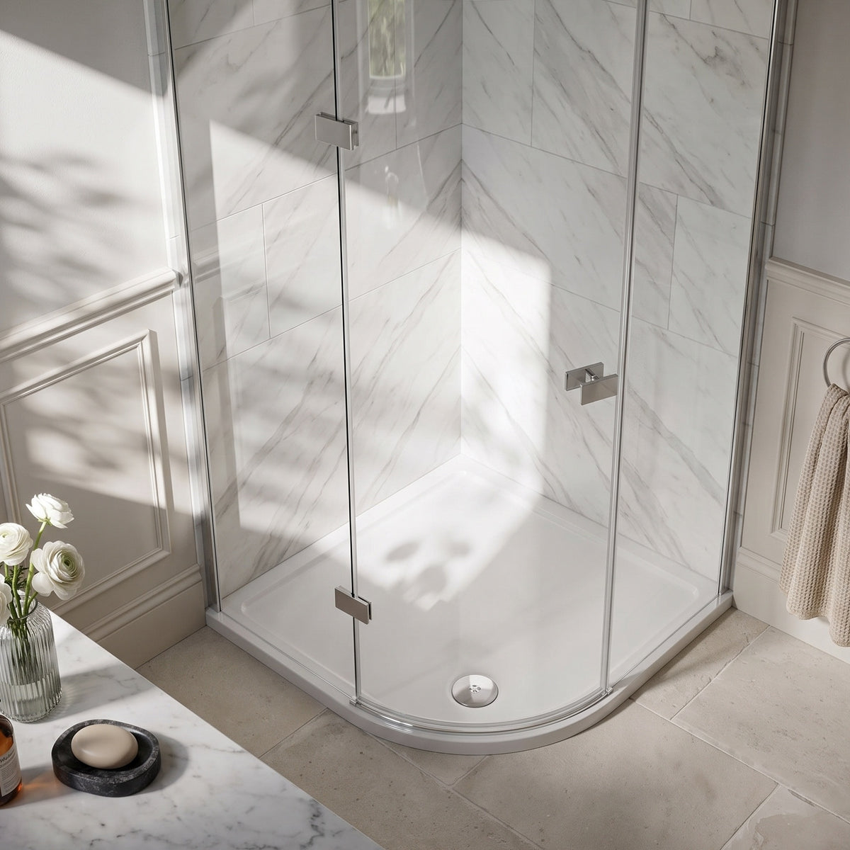 Fairford 900 x 760mm Offset Quadrant, LH Shower Tray