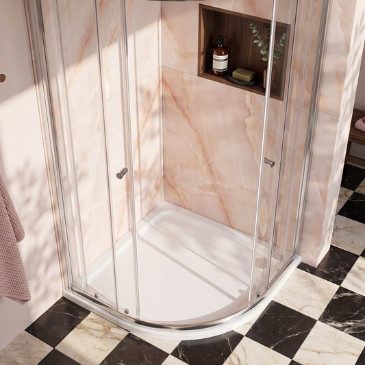 Fairford 900mm x 760mm Offset Quad, RH Shower Tray, Corner Waste