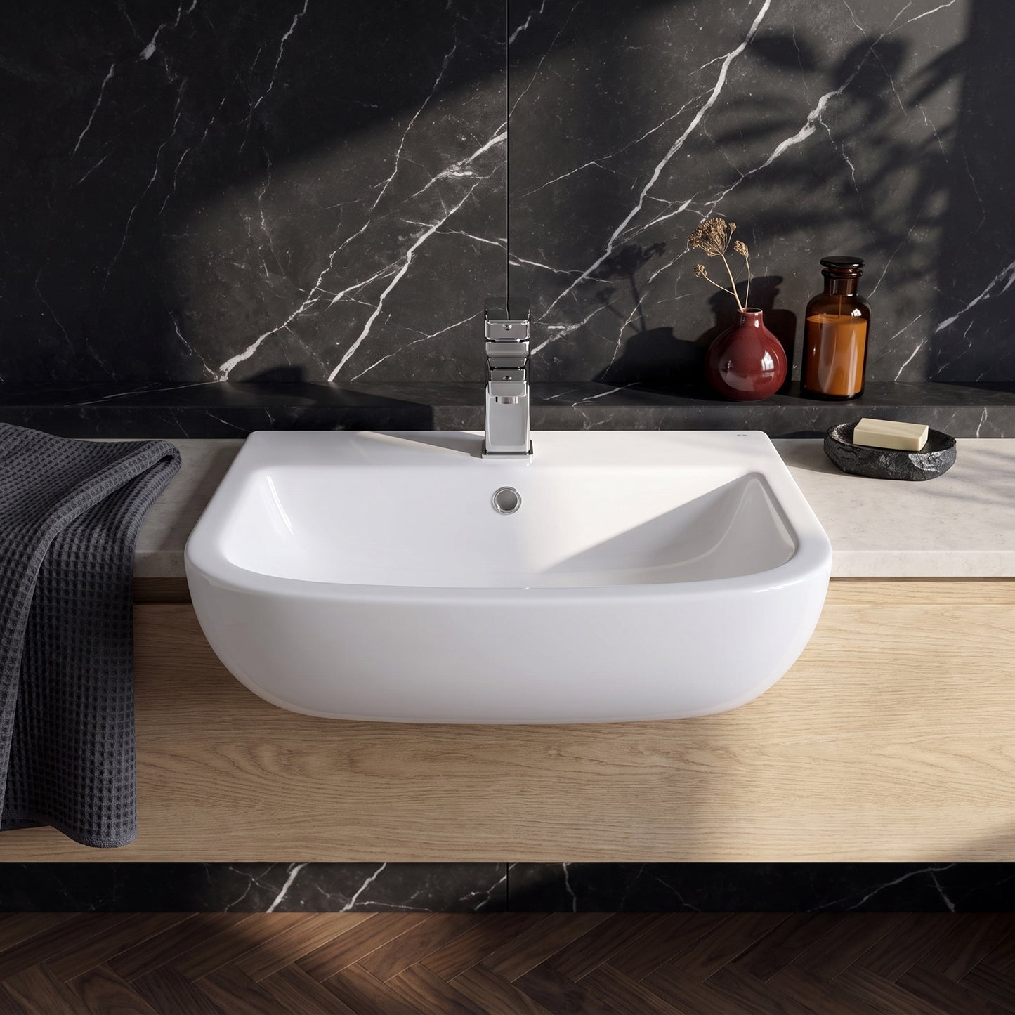 Fairford Luna 520mm 1TH Semi Recessed Basin