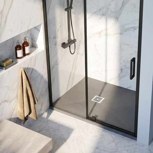 Fairford Rectangular Grey Slate Shower Tray, Center Waste-1200mm x 900mm