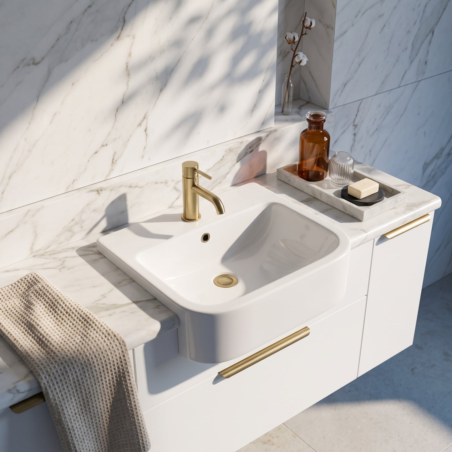 Fairford Lunar Semi Recessed Basin - 550mm Wide - White