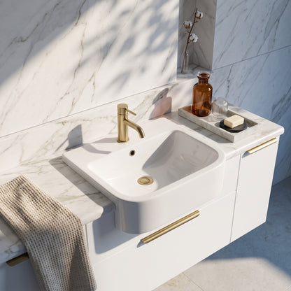 Fairford Lunar Semi Recessed Basin - 550mm Wide - White