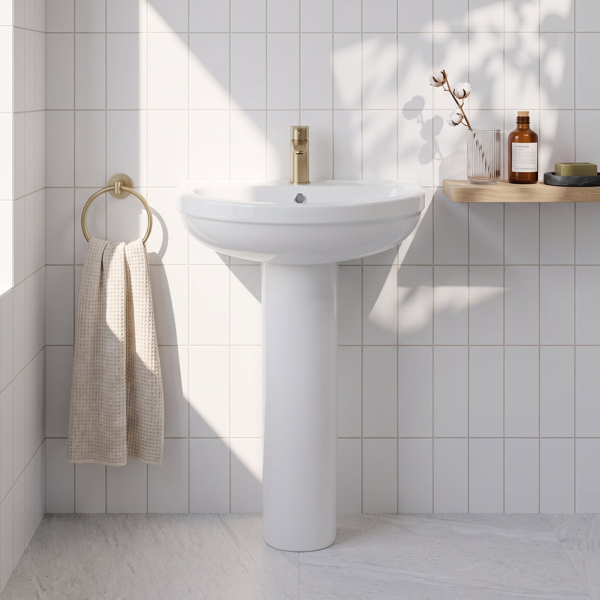 Fairford Gravo 550mm 1TH Basin and Full Pedestal