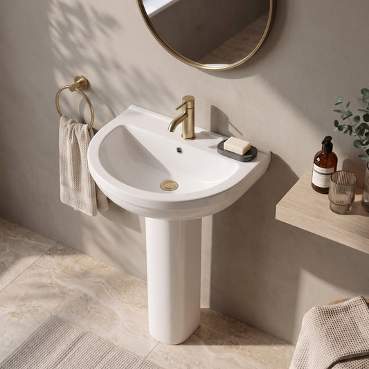 Fairford Gravo 550mm 1TH Basin and Full Pedestal
