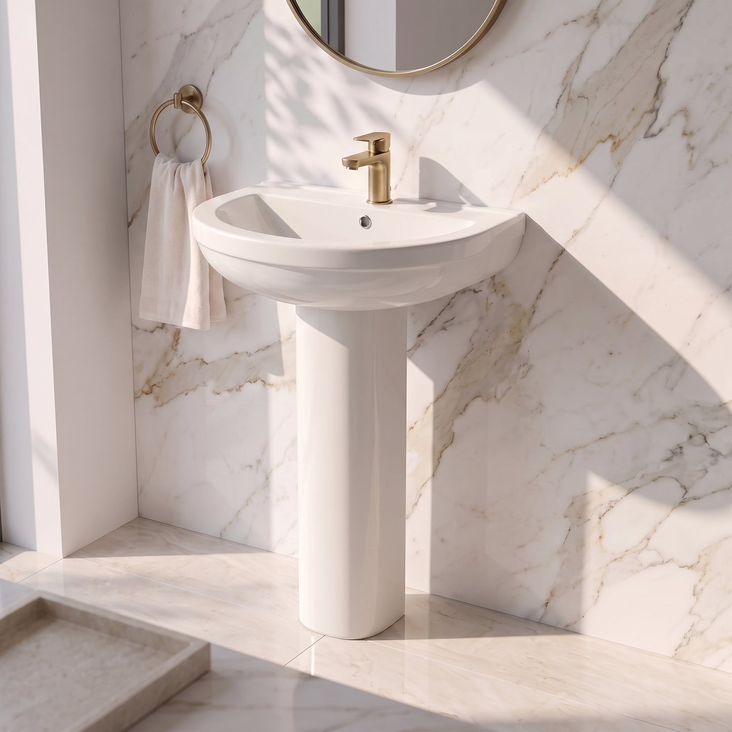 Fairford Gravo 550mm 1TH Basin and Full Pedestal