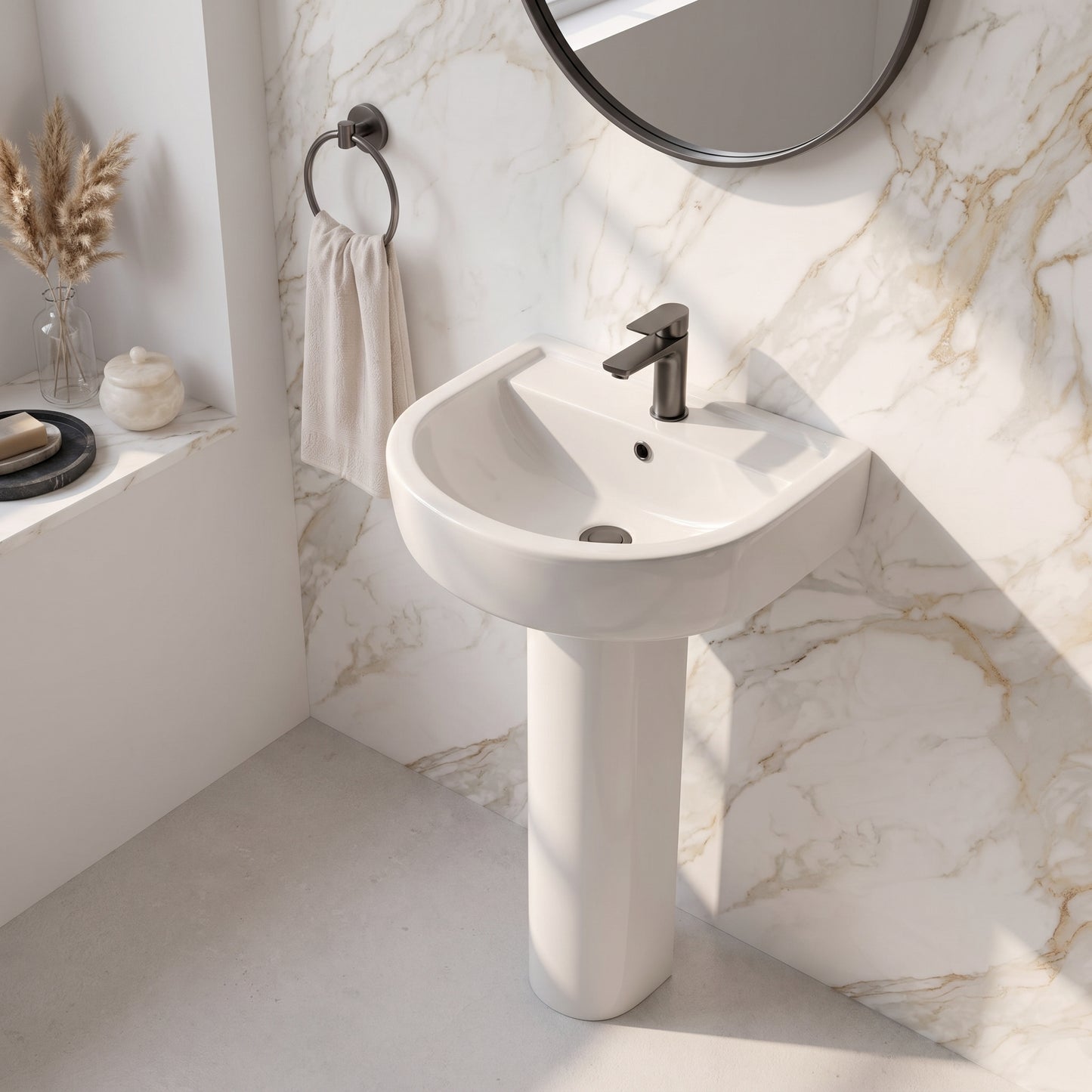 Fairford Handel 420mm 1TH Basin and Full Pedestal