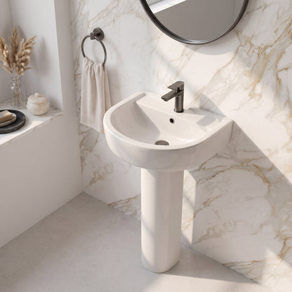 Fairford Handel 420mm 1TH Basin and Full Pedestal