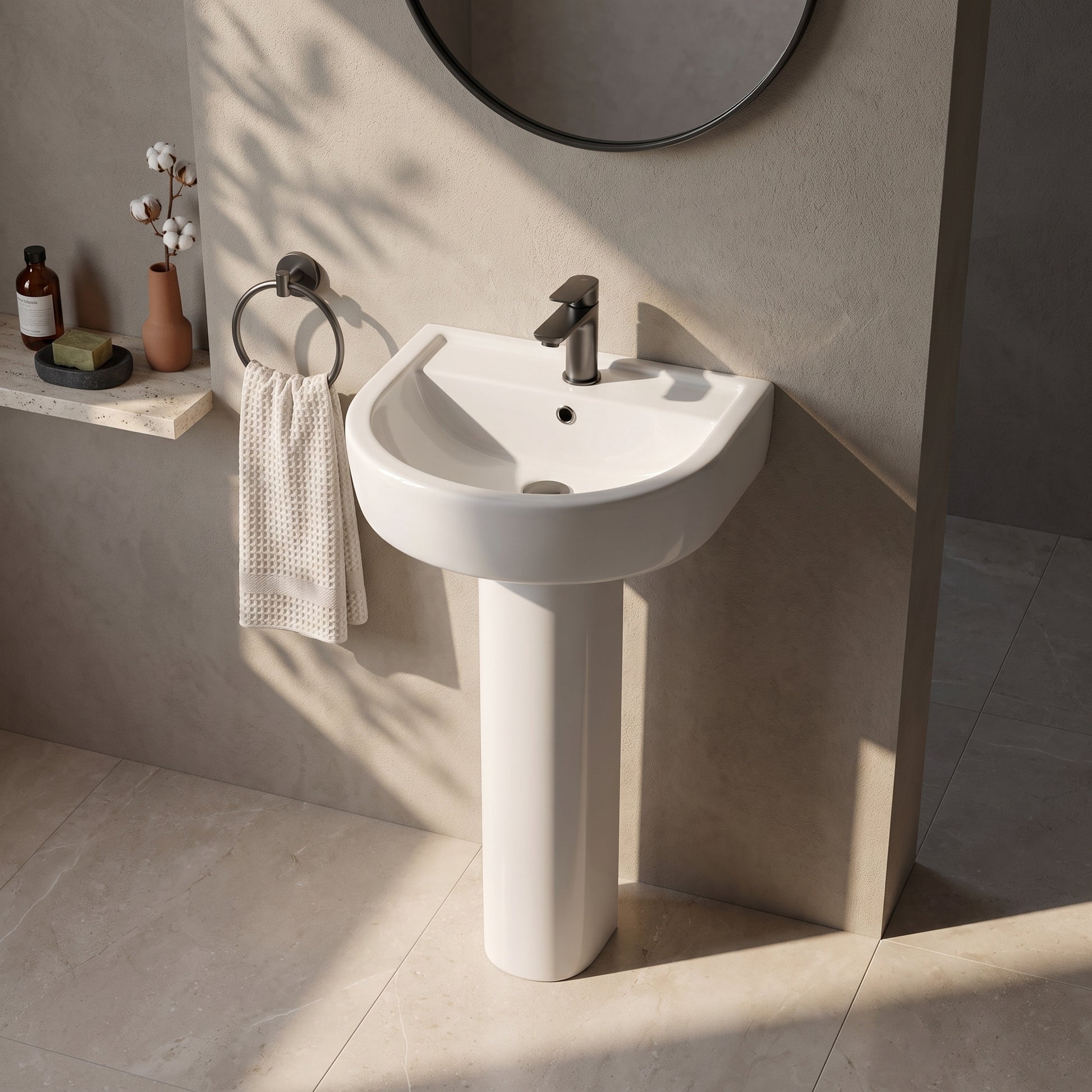 Fairford Handel 420mm 1TH Basin and Full Pedestal