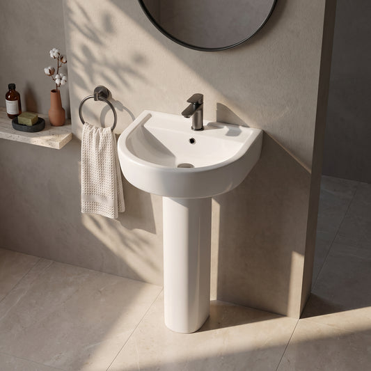 Fairford Handel 420mm 1TH Basin and Full Pedestal