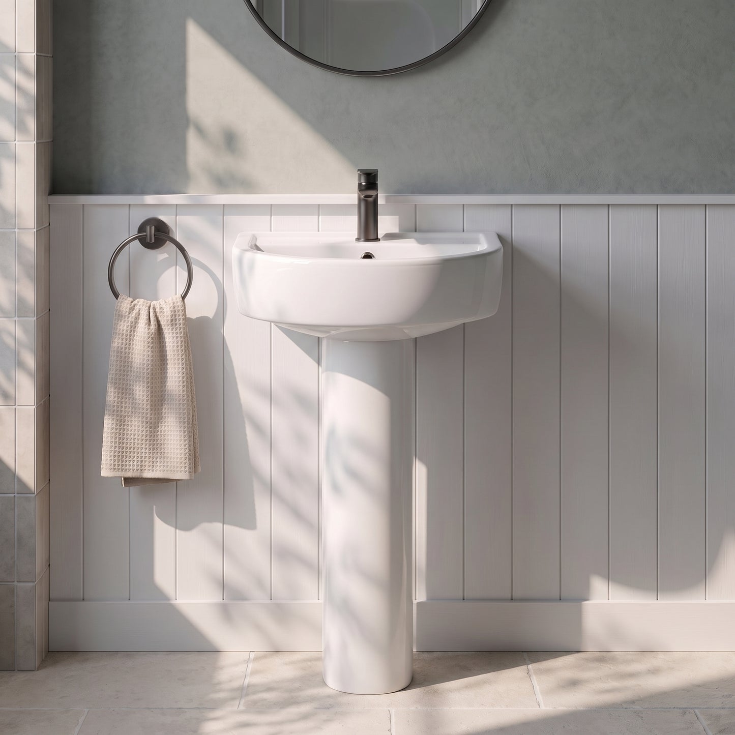 Fairford Handel 420mm 1TH Basin and Full Pedestal