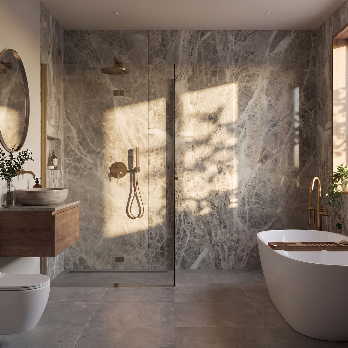 Hydraset Pure Cappuccino Marble Gloss Square Edge Wall Panel 2400 x 1200mm