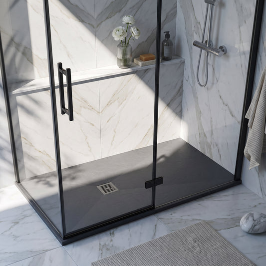 Fairford Rectangular Grey Slate Shower Tray, Center Waste-1700mm x 900mm