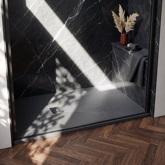 Fairford Rectangular Grey Slate Shower Tray, Center Waste-1600mm x 800mm