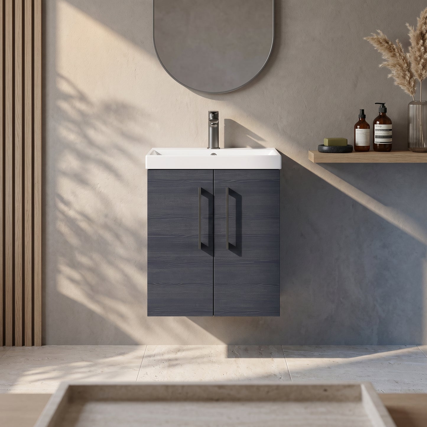 Fairford Aspri 500mm Charcoal Black 2-Door Wall Hung Vanity Unit