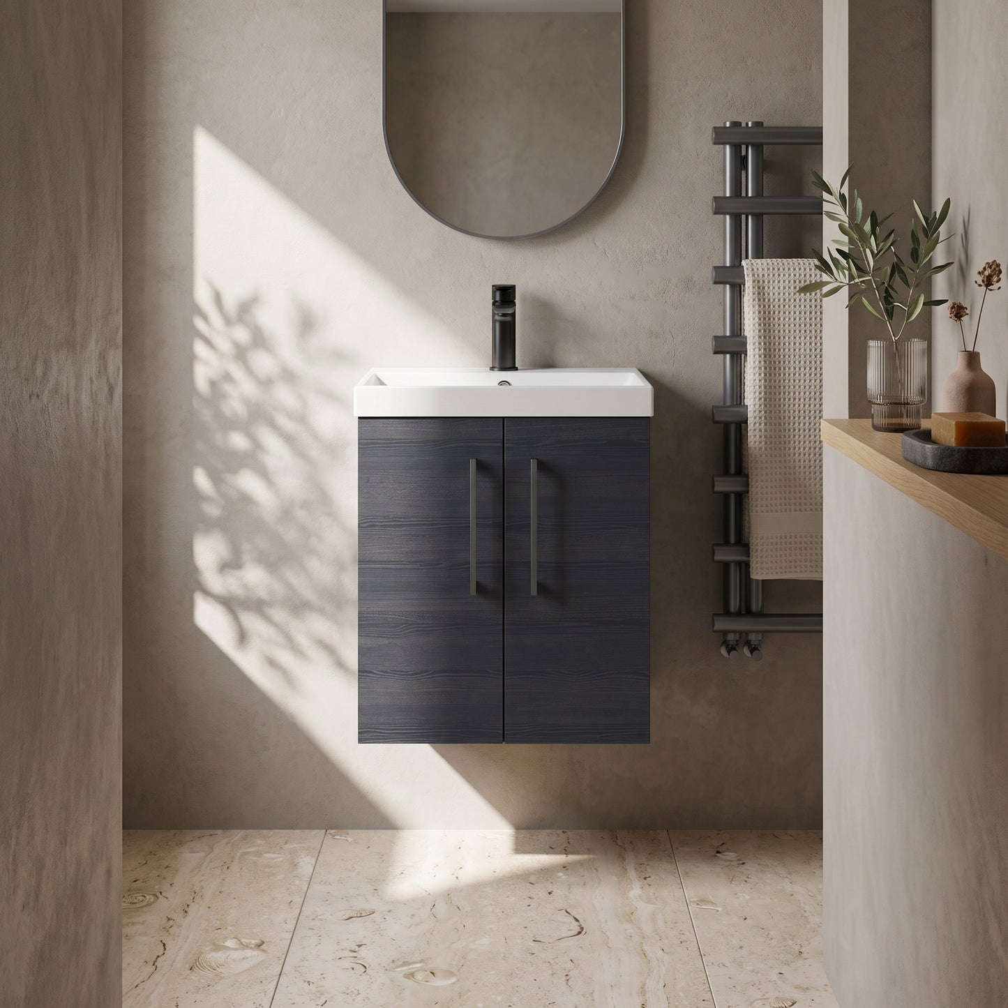 Fairford Aspri 500mm Charcoal Black 2-Door Wall Hung Vanity Unit