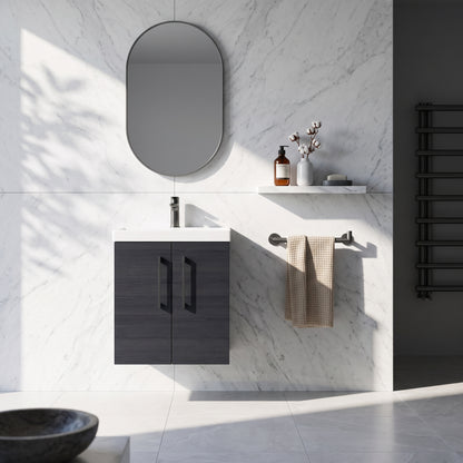 Fairford Aspri 500mm Charcoal Black 2-Door Wall Hung Vanity Unit