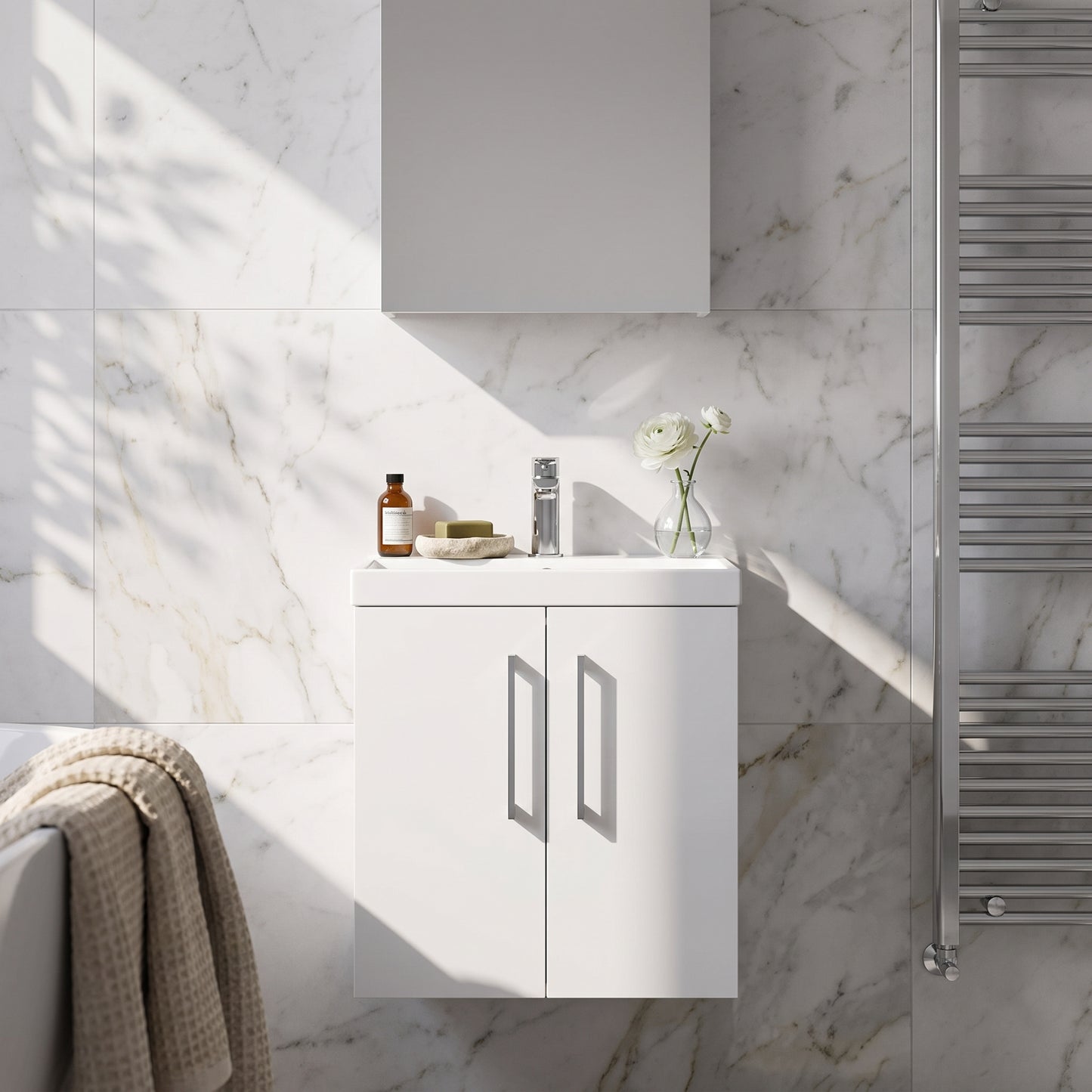 Fairford Aspri 500mm Gloss White 2-Door Wall Hung Vanity Unit
