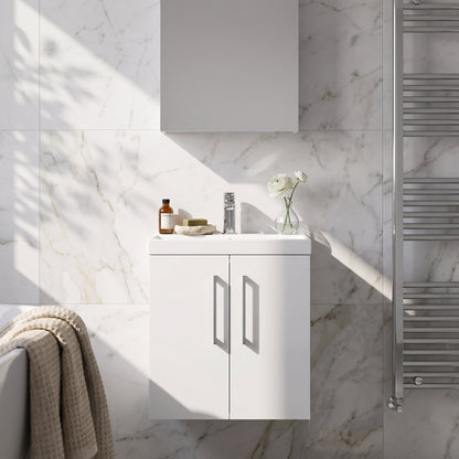 Fairford Aspri 500mm Gloss White 2-Door Wall Hung Vanity Unit