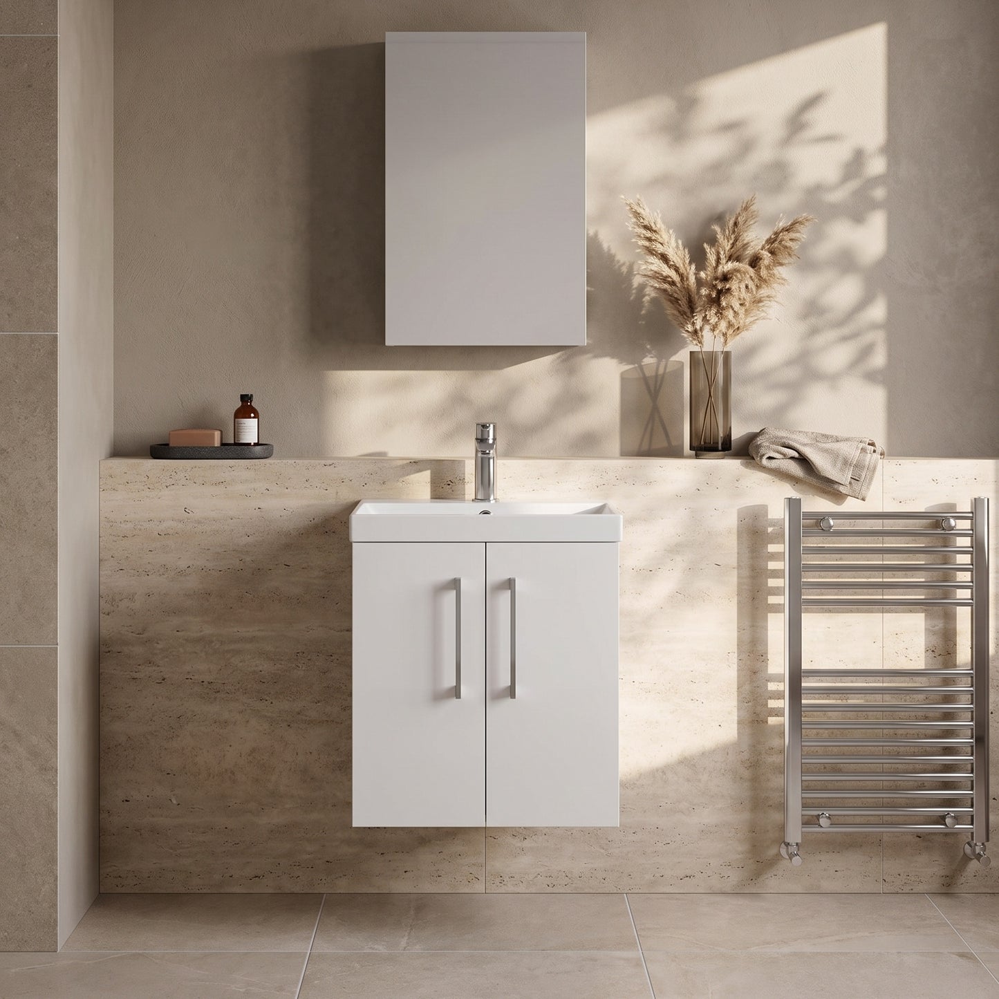 Fairford Aspri 500mm Gloss White 2-Door Wall Hung Vanity Unit