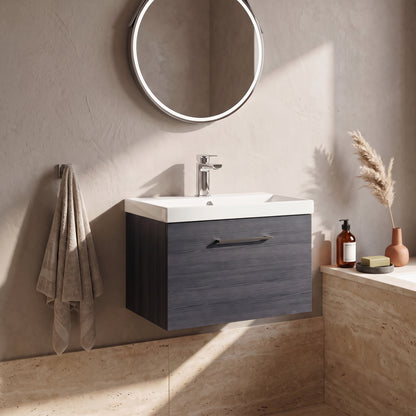 Fairford Aspri 600mm Charcoal Black Wall Hung Vanity Unit, 40mm Basin