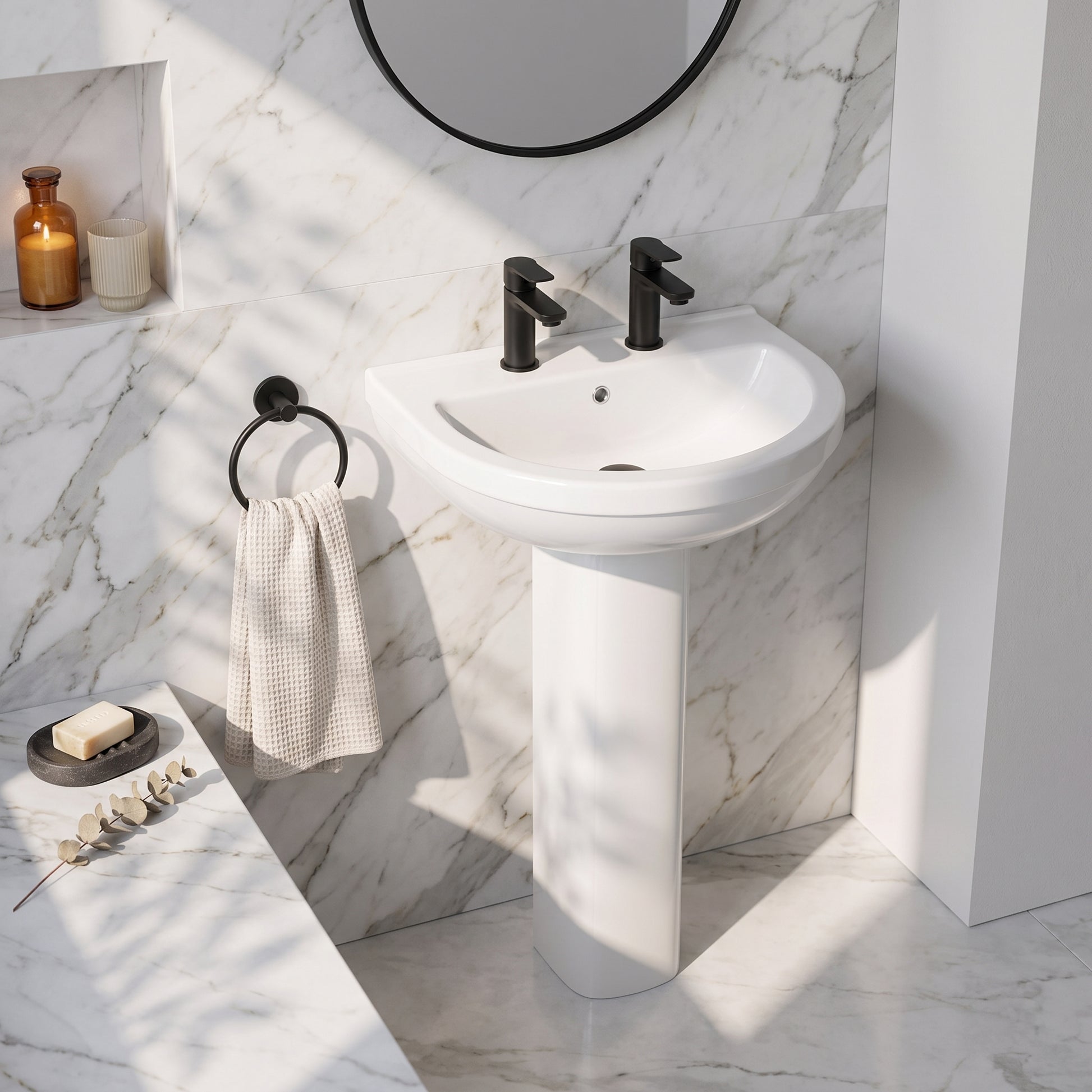 Fairford Hora 550mm 2TH Basin and Pedestal