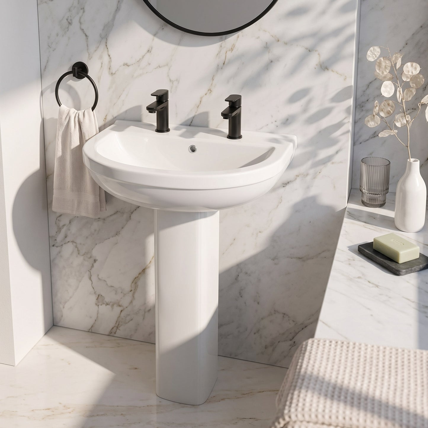 Fairford Hora 550mm 2TH Basin and Pedestal