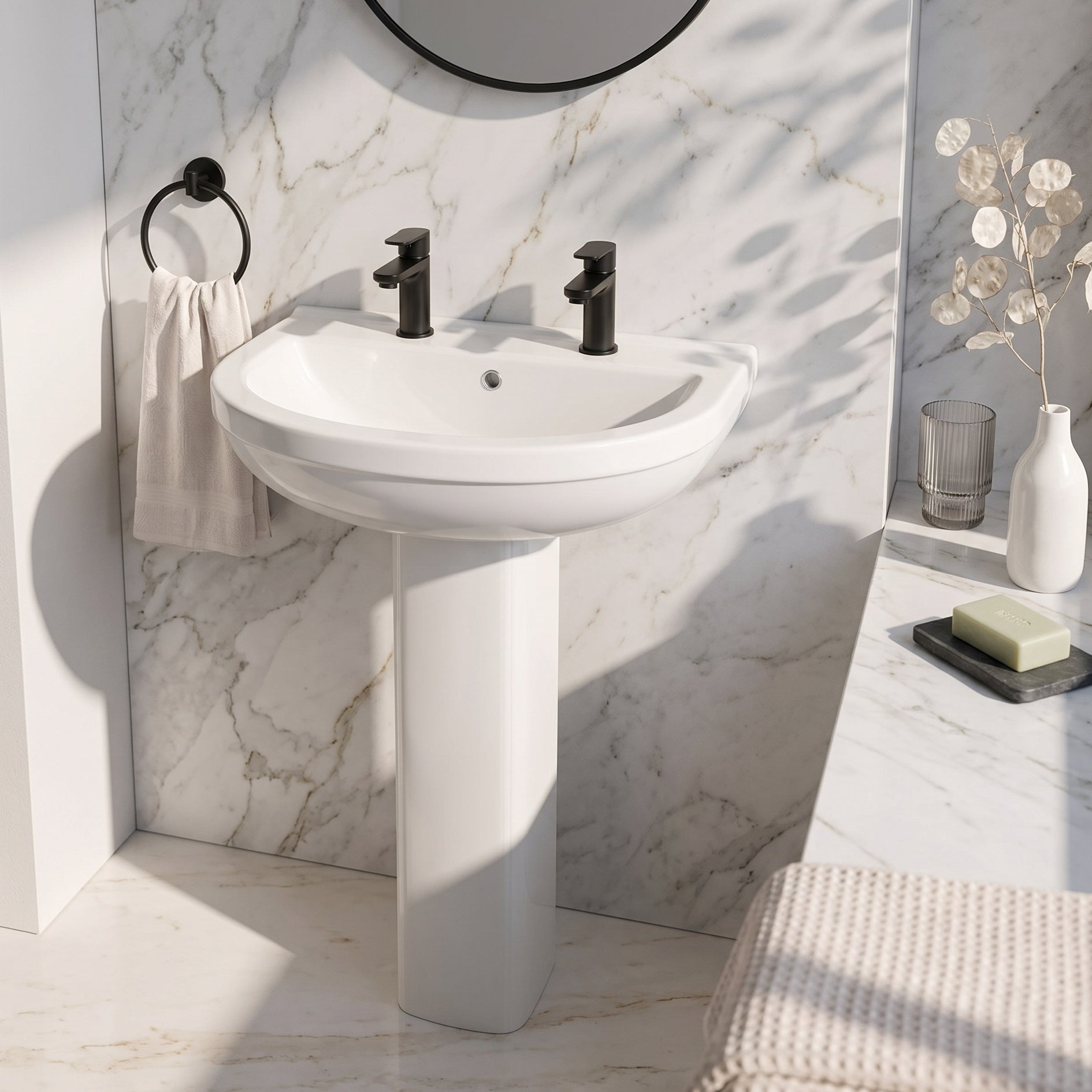Fairford Hora 550mm 2TH Basin and Pedestal