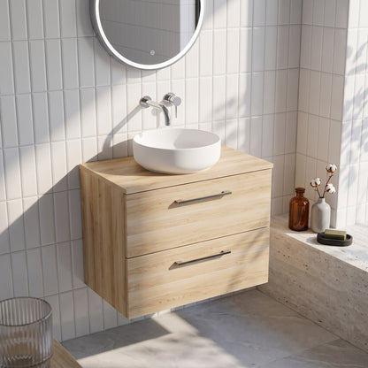 Fairford Aspri Bleached Oak 1200mm 2 Drawer Wall Hung Vanity Unit with Worktop