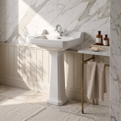 Fairford Hexam 600mm 1TH Basin and Full Pedestal