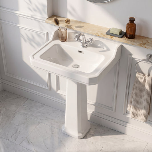 Fairford Hexam 600mm 1TH Basin and Full Pedestal