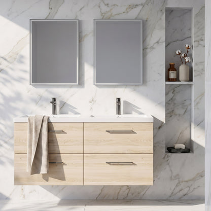Fairford Aspri Bleached Oak 1200mm 4 Drawer Wall Hung Vanity Unit