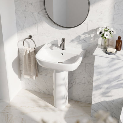 Fairford Kingsly 550mm 1 Tap Hole Basin with Full Pedestal