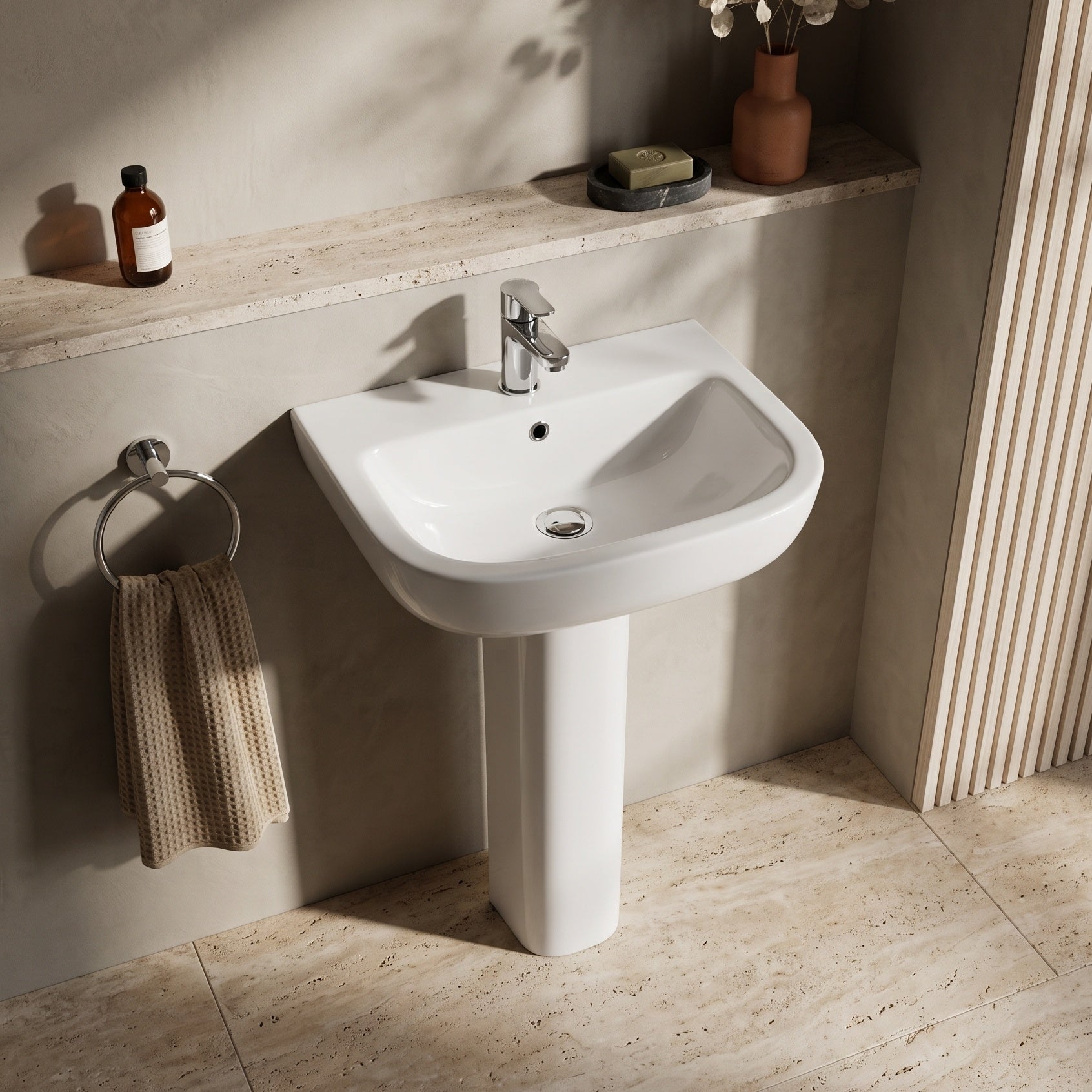 Fairford Kingsly 550mm 1 Tap Hole Basin and Full Pedestal