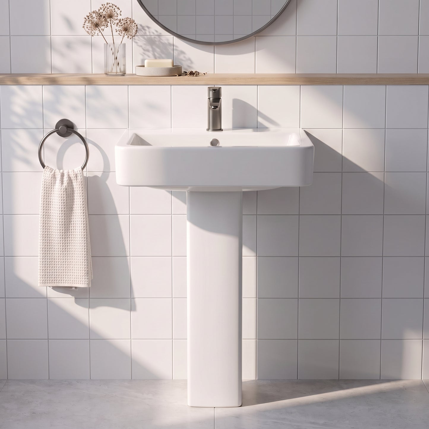 Fairford Loren Pro 600mm 1TH Basin and Full Pedestal