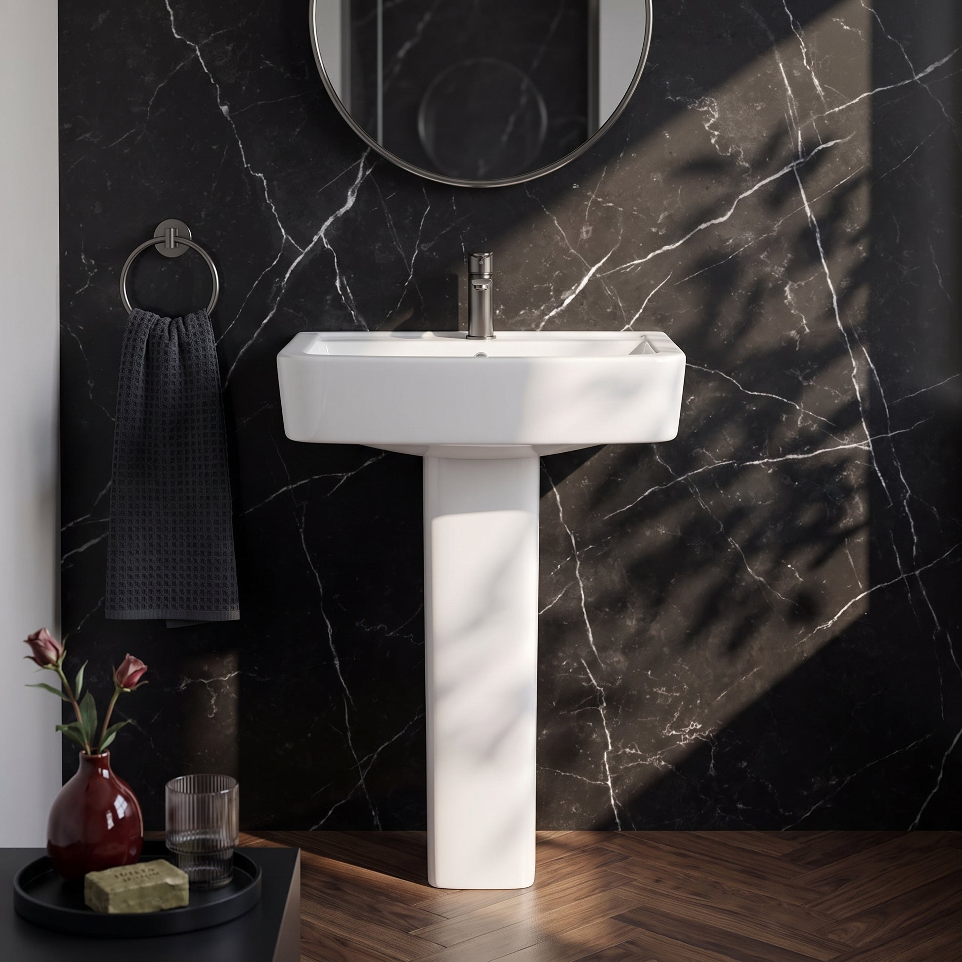 Fairford Mellow 520mm 1TH Basin and Full Pedestal